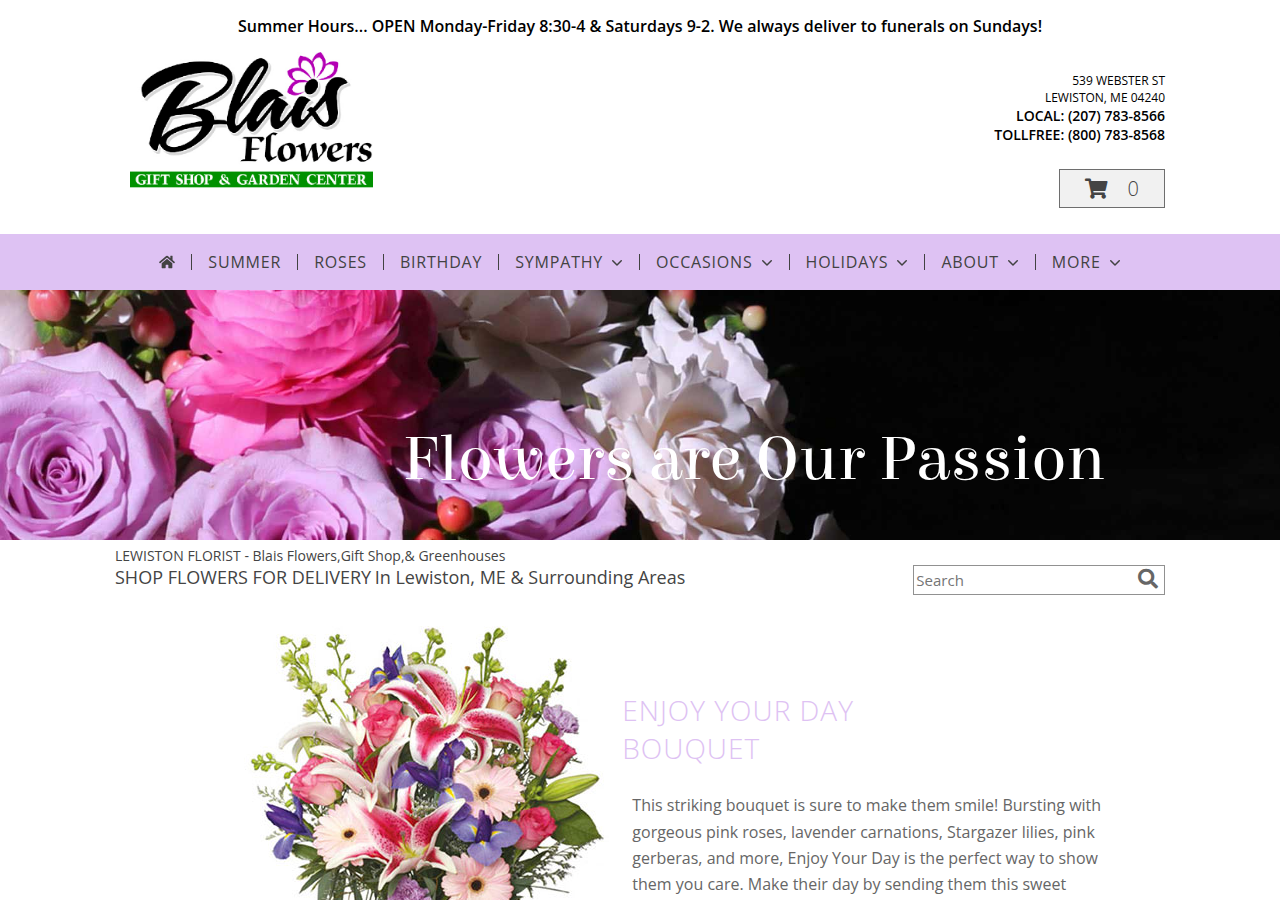 Screenshot of blaisflowers.com