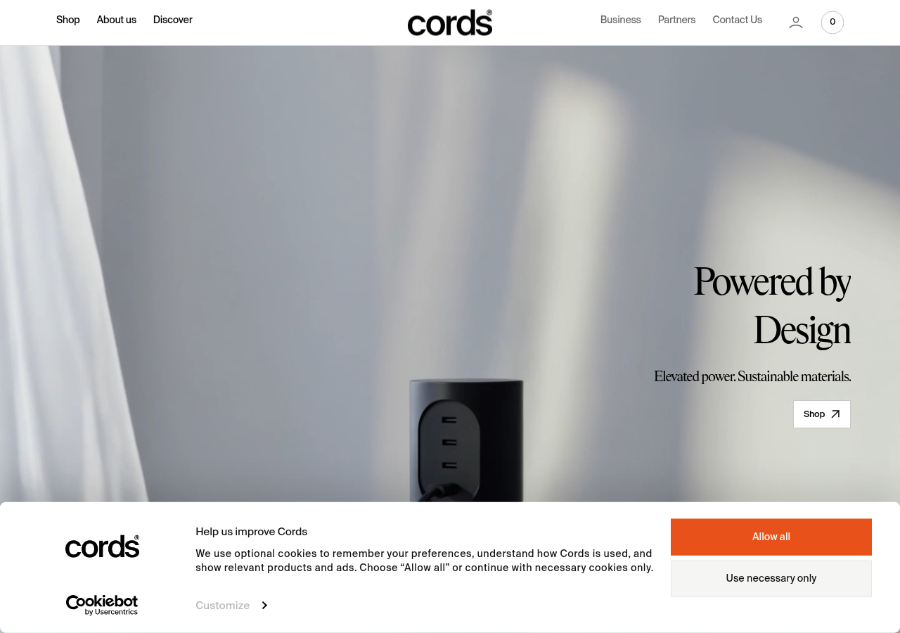 Screenshot of cords.com
