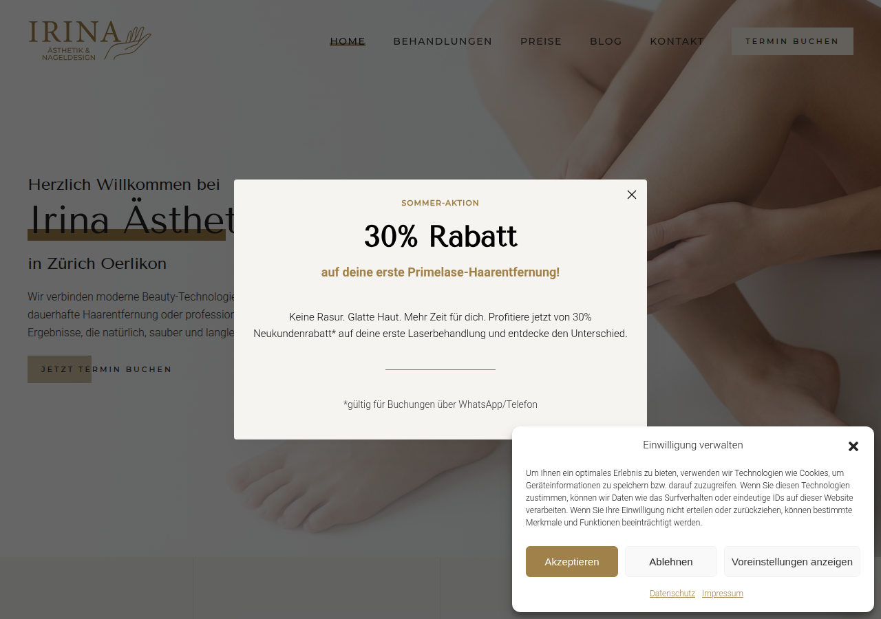 Screenshot of irina-aesthetik.ch