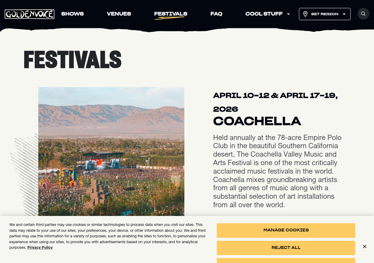 Screenshot of goldenvoice.com