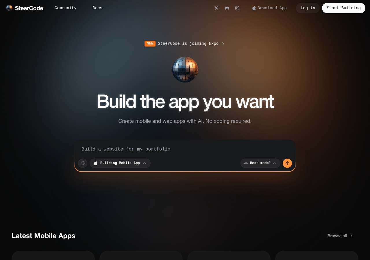 Screenshot of steercode.com