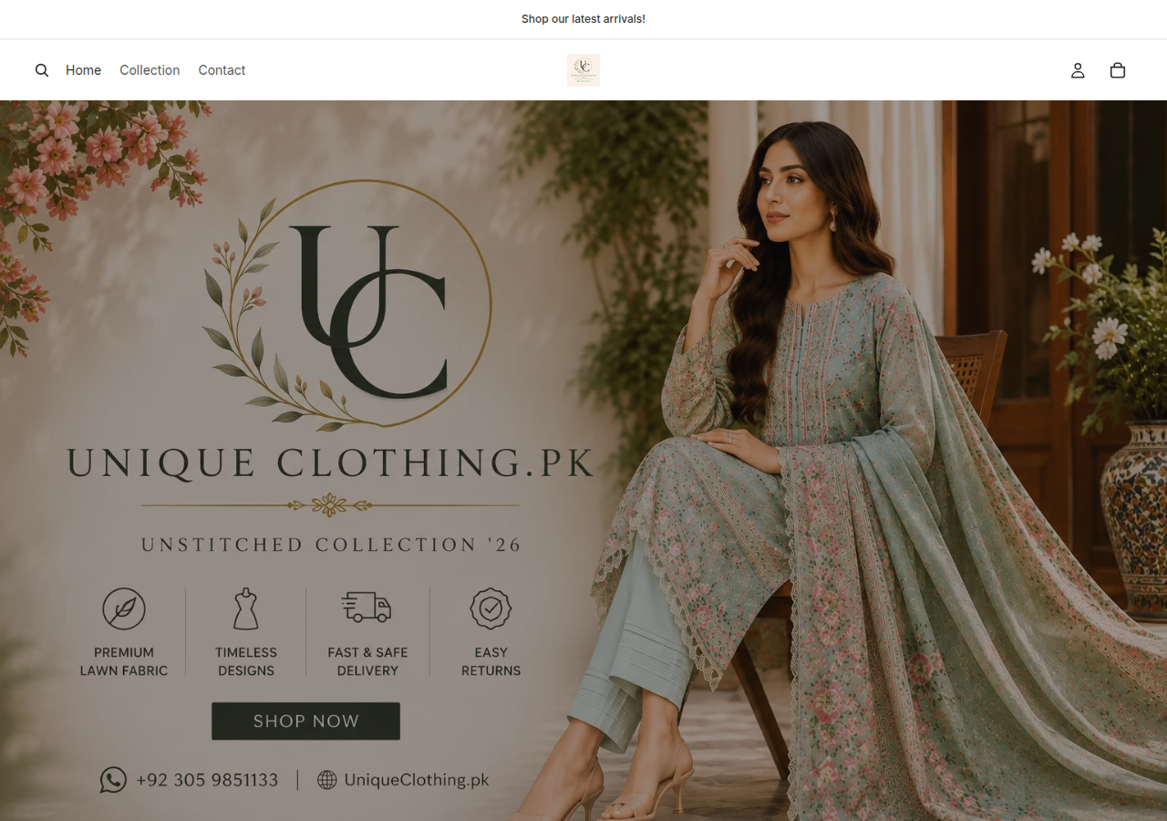 Screenshot of uniqueclothing.pk