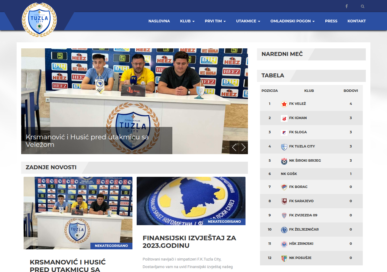 Screenshot of fktuzlacity.com