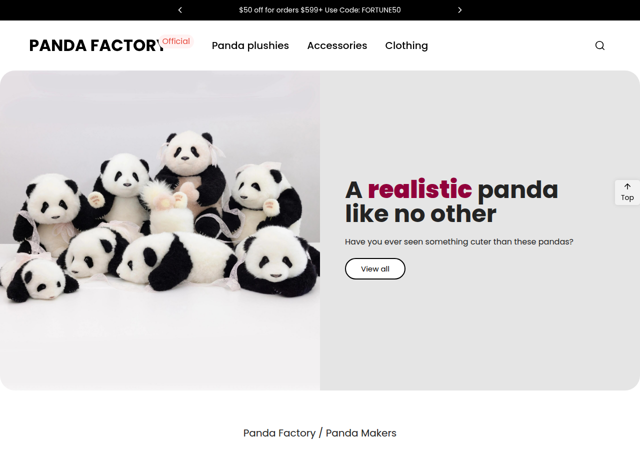 Screenshot of pandafactoryshop.com