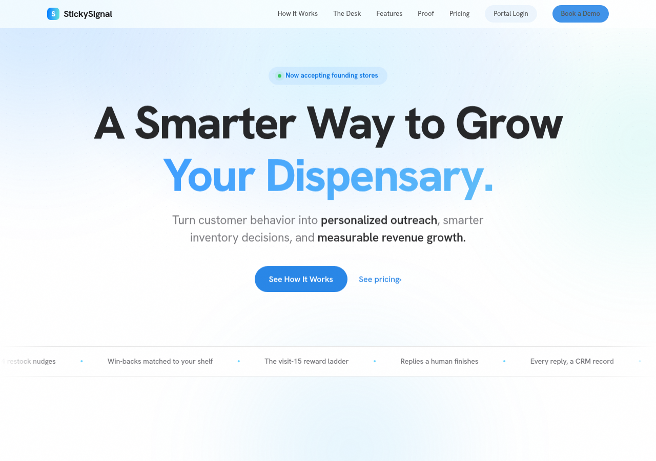 Screenshot of stickysignal.io