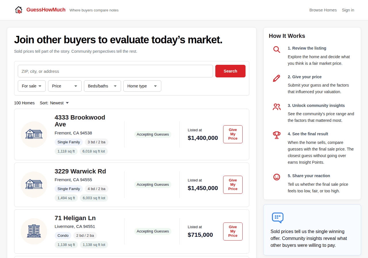 Screenshot of guesshowmuch.homes
