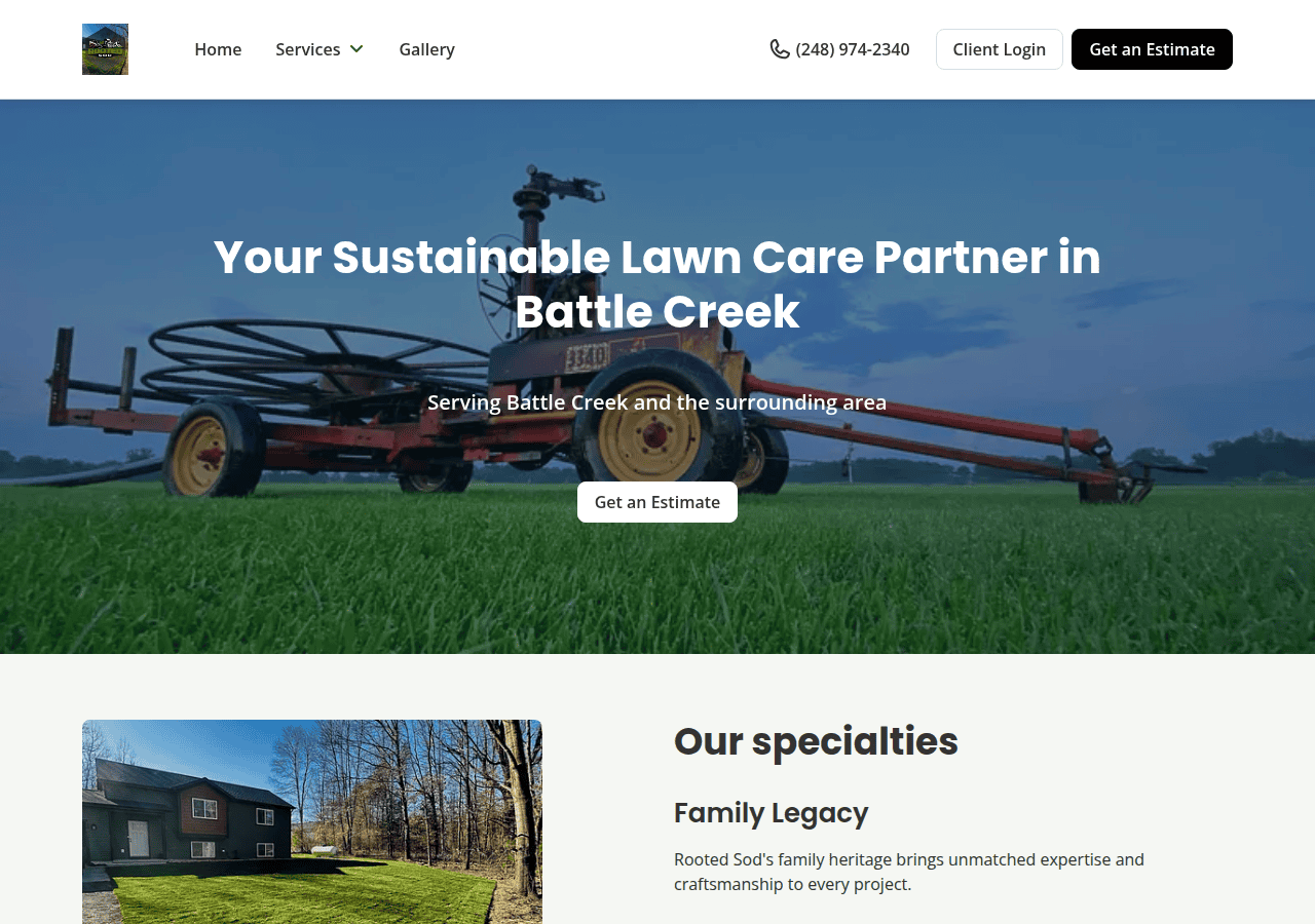 Screenshot of rootedsod.com