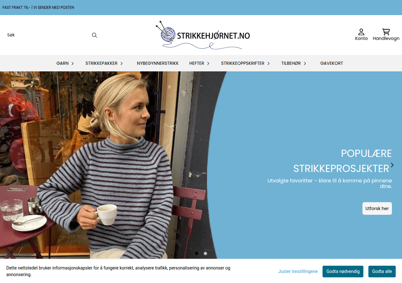 Screenshot of strikkehjornet.no