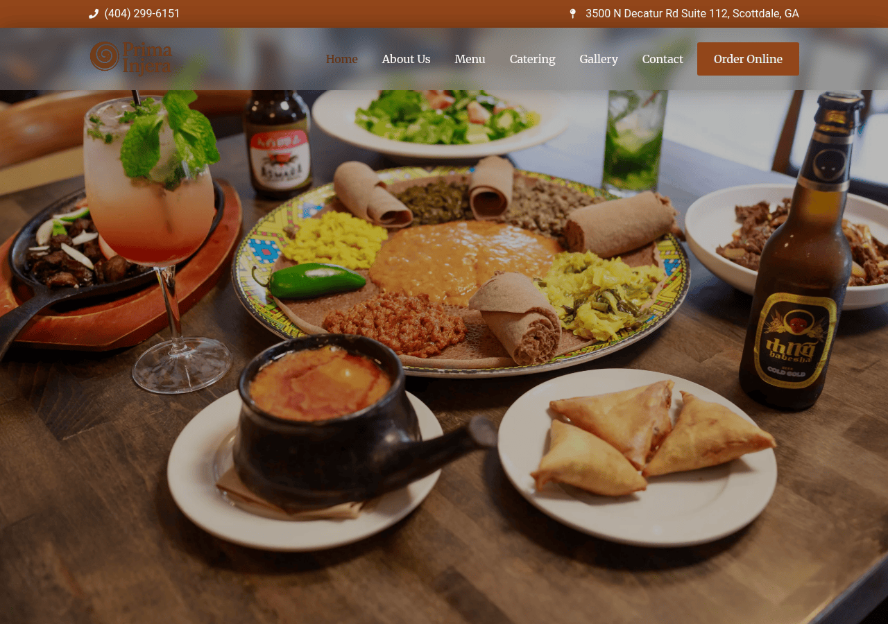 Screenshot of primaethiopianrestaurant.com
