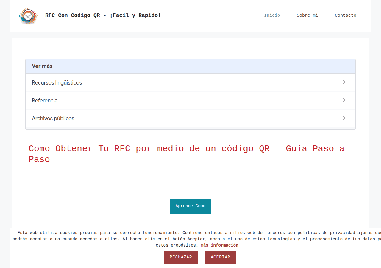 Screenshot of rfccodigoqr.com.mx