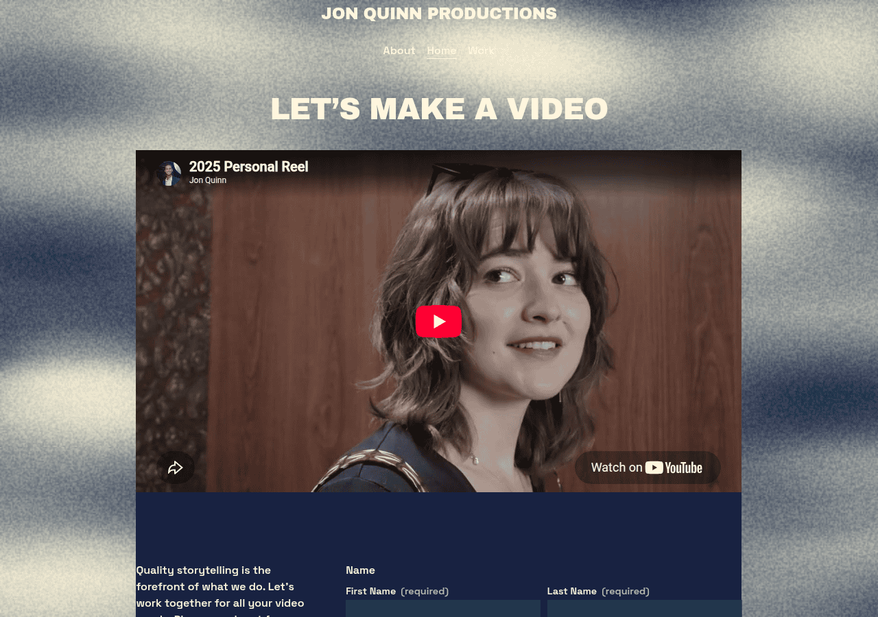 Screenshot of jonquinnproductions.com