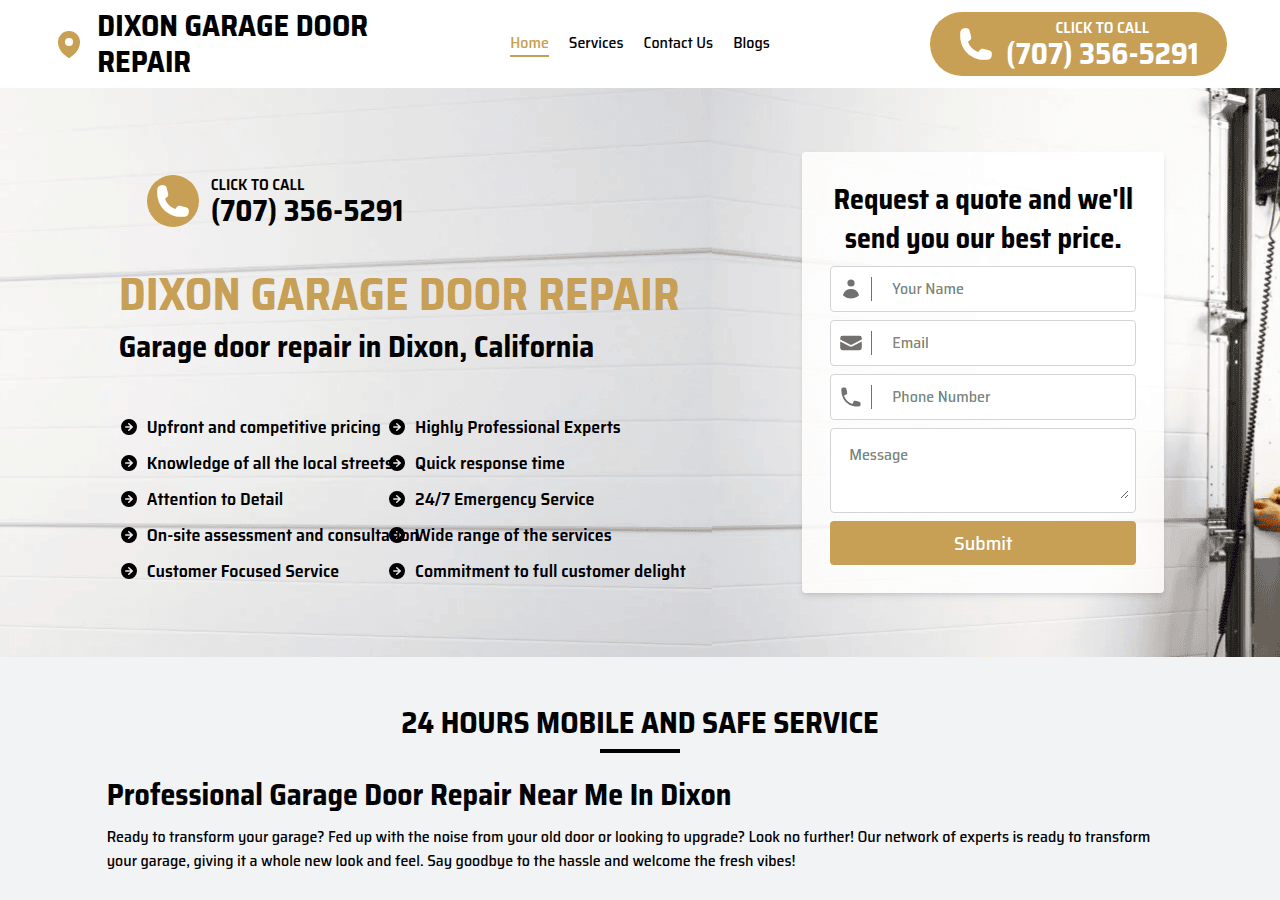 Screenshot of dixongaragedoorrepair.us