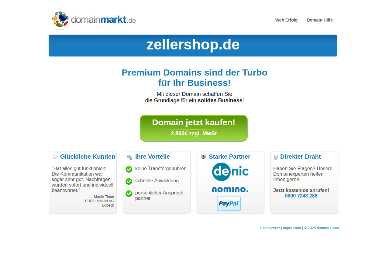 Screenshot of domainmarkt.de