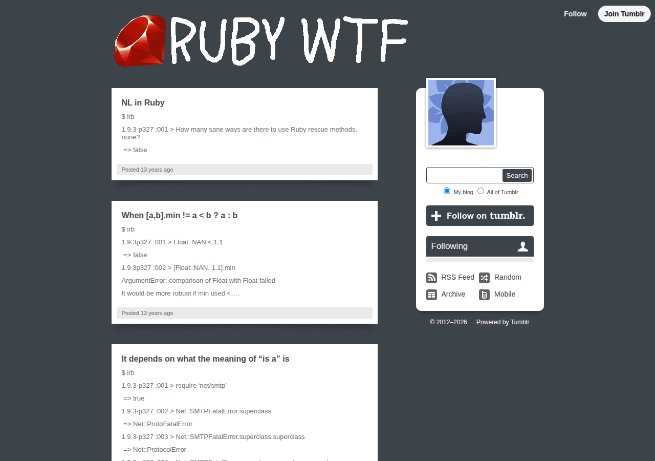Screenshot of rubywtf.com