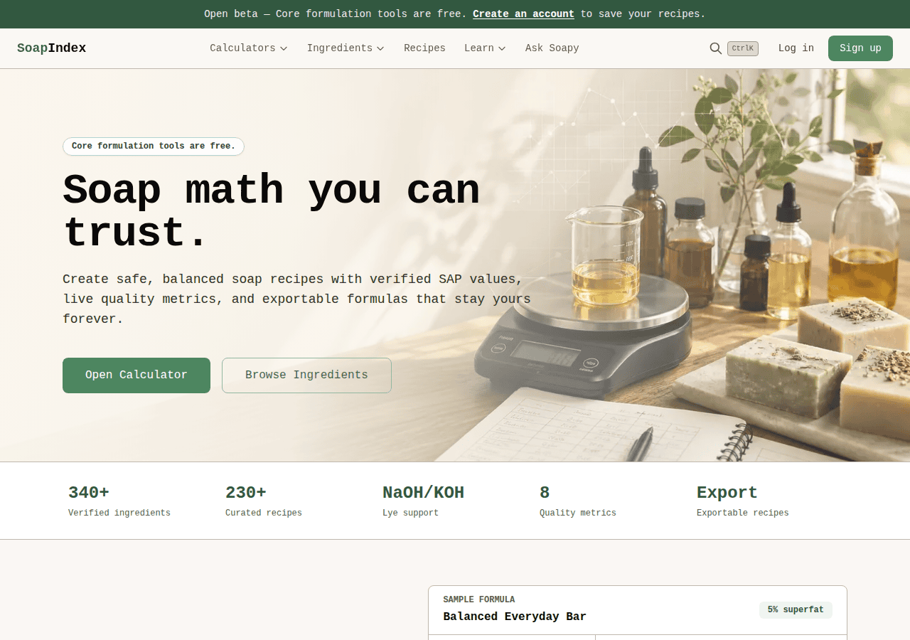 Screenshot of soapindex.com