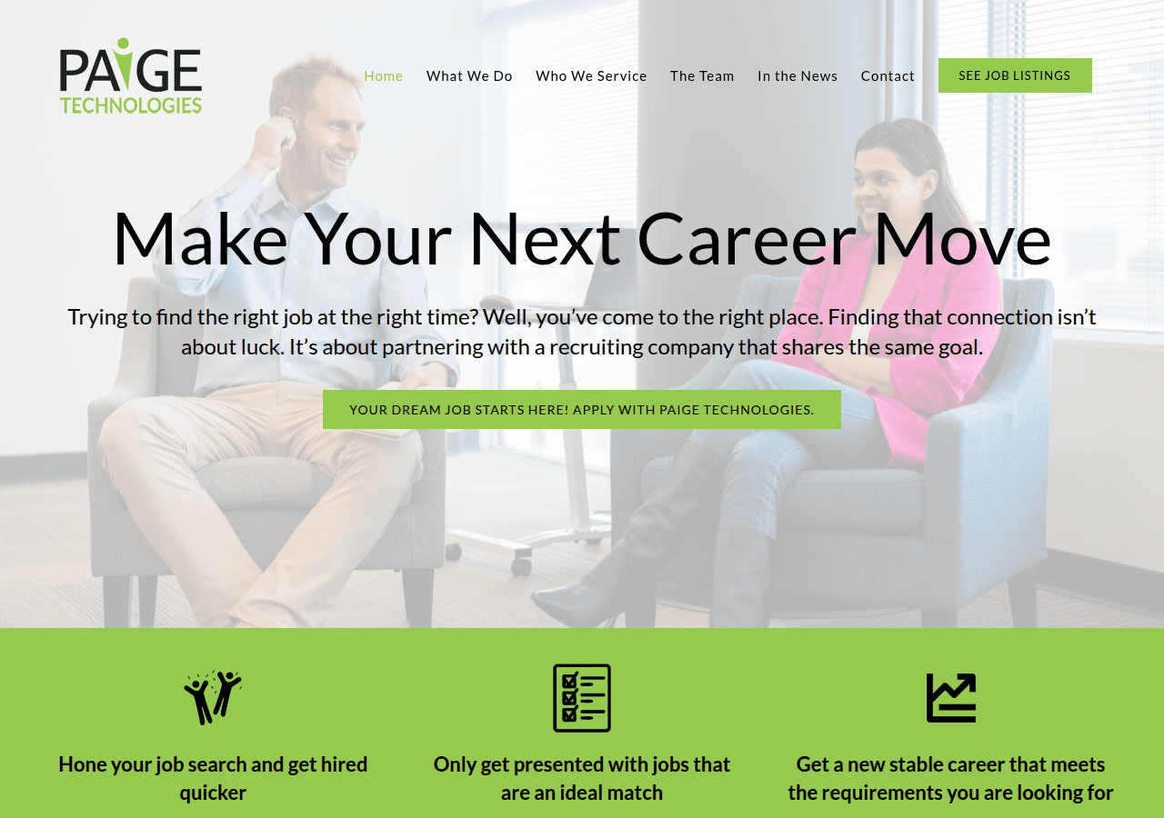 Screenshot of paigetech.com