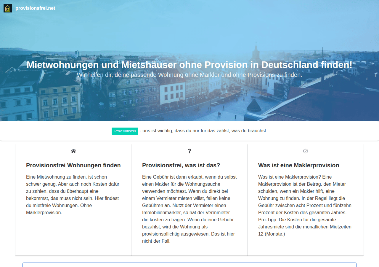 Screenshot of provisionsfrei.net