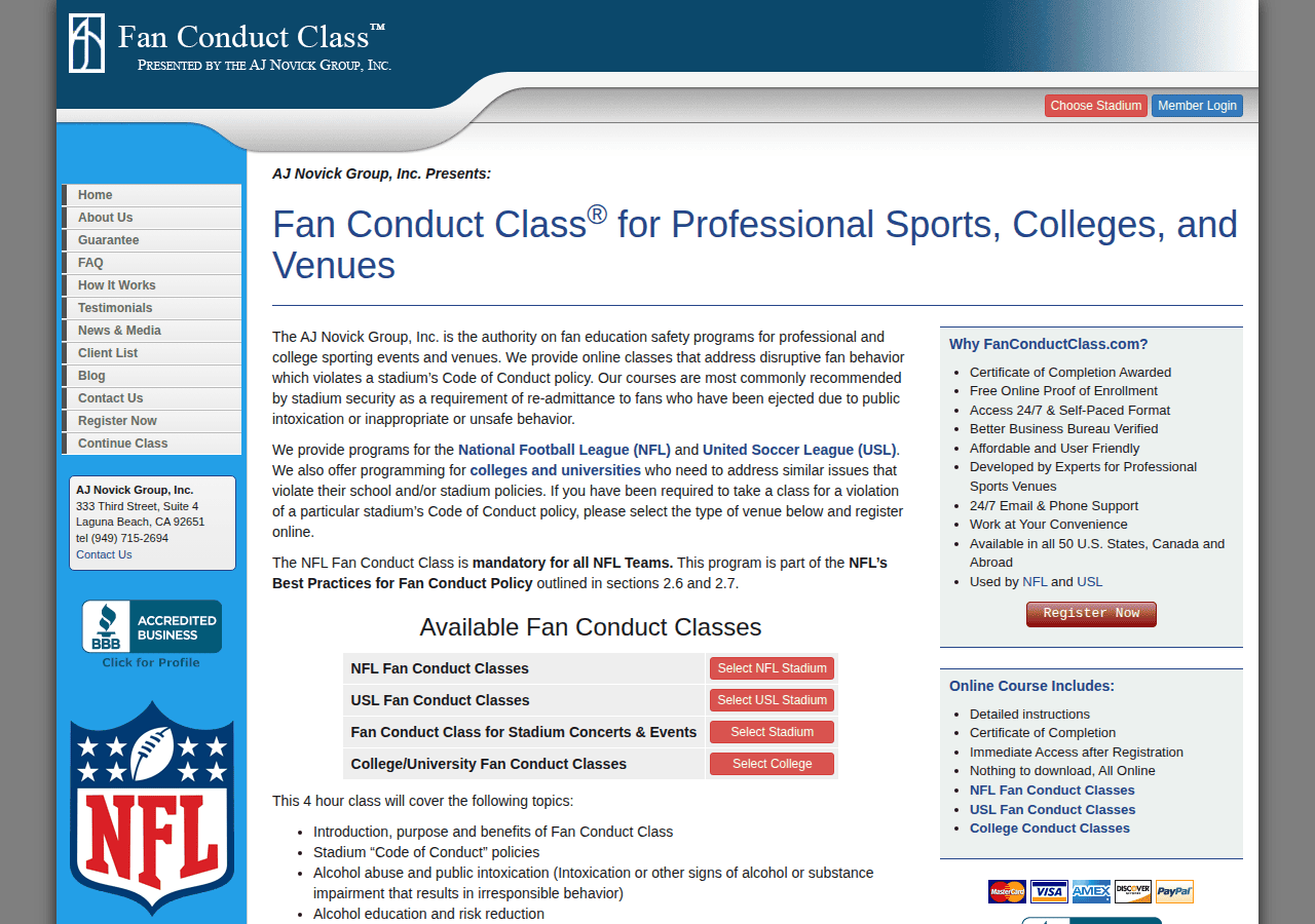 Screenshot of fanconductclass.com