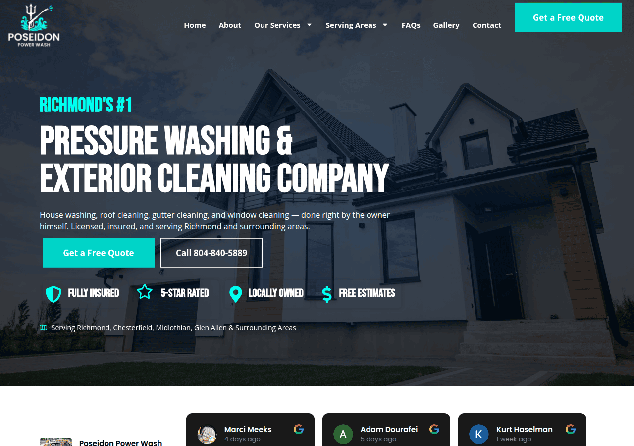 Screenshot of poseidonpowerwashva.com