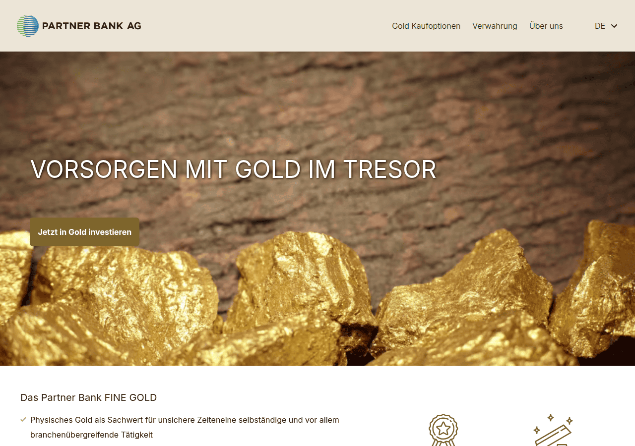 Screenshot of partnerbank.gold