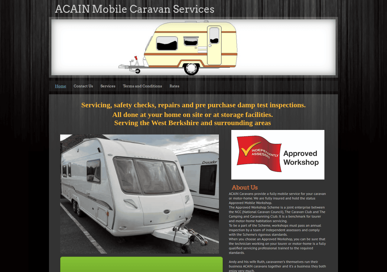 Screenshot of acainmobilecaravanservices.com