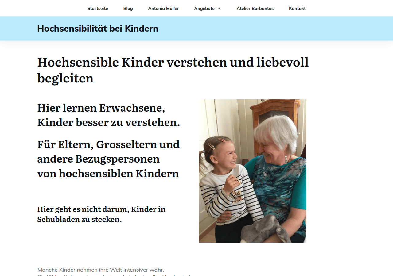 Screenshot of hochsensibilitaet-bei-kindern.com