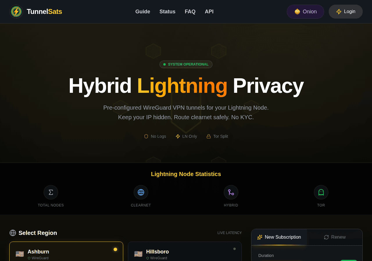 Screenshot of tunnelsats.com