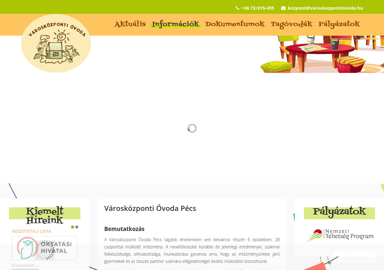 Screenshot of varoskozpontiovoda.hu