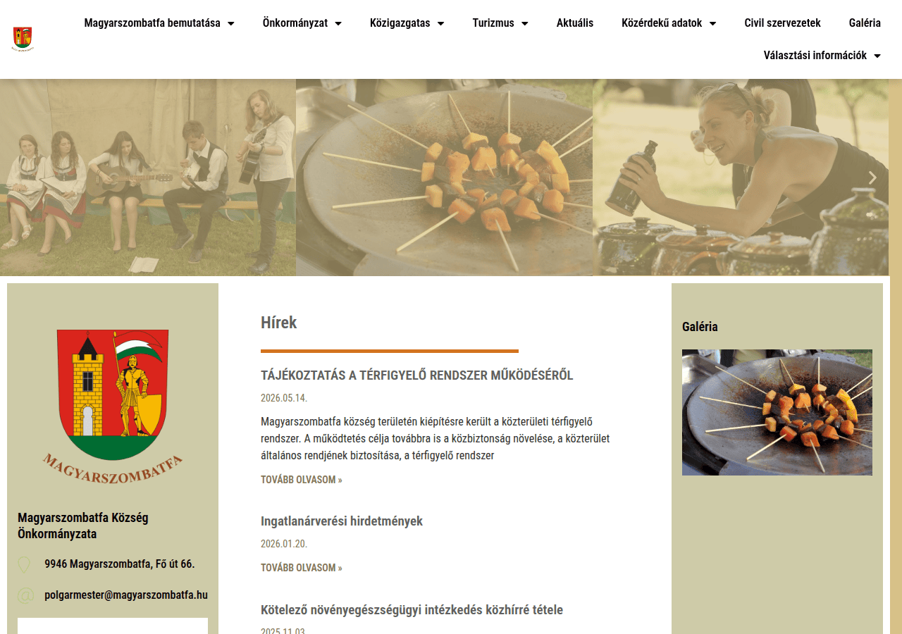 Screenshot of magyarszombatfa.hu