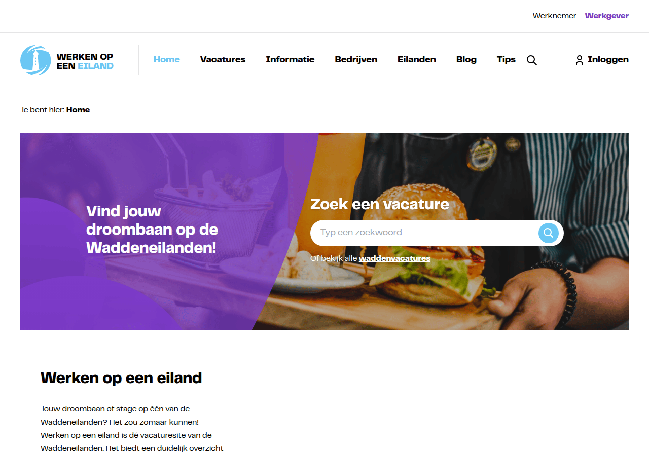 Screenshot of werkenopeeneiland.nl