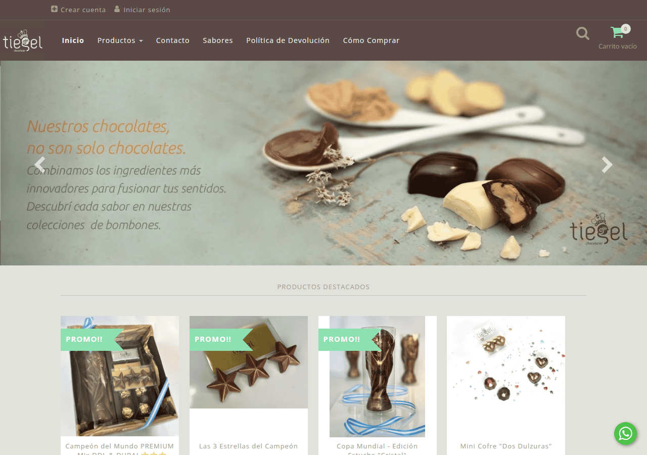 Screenshot of tiegelchocolatier.com.ar