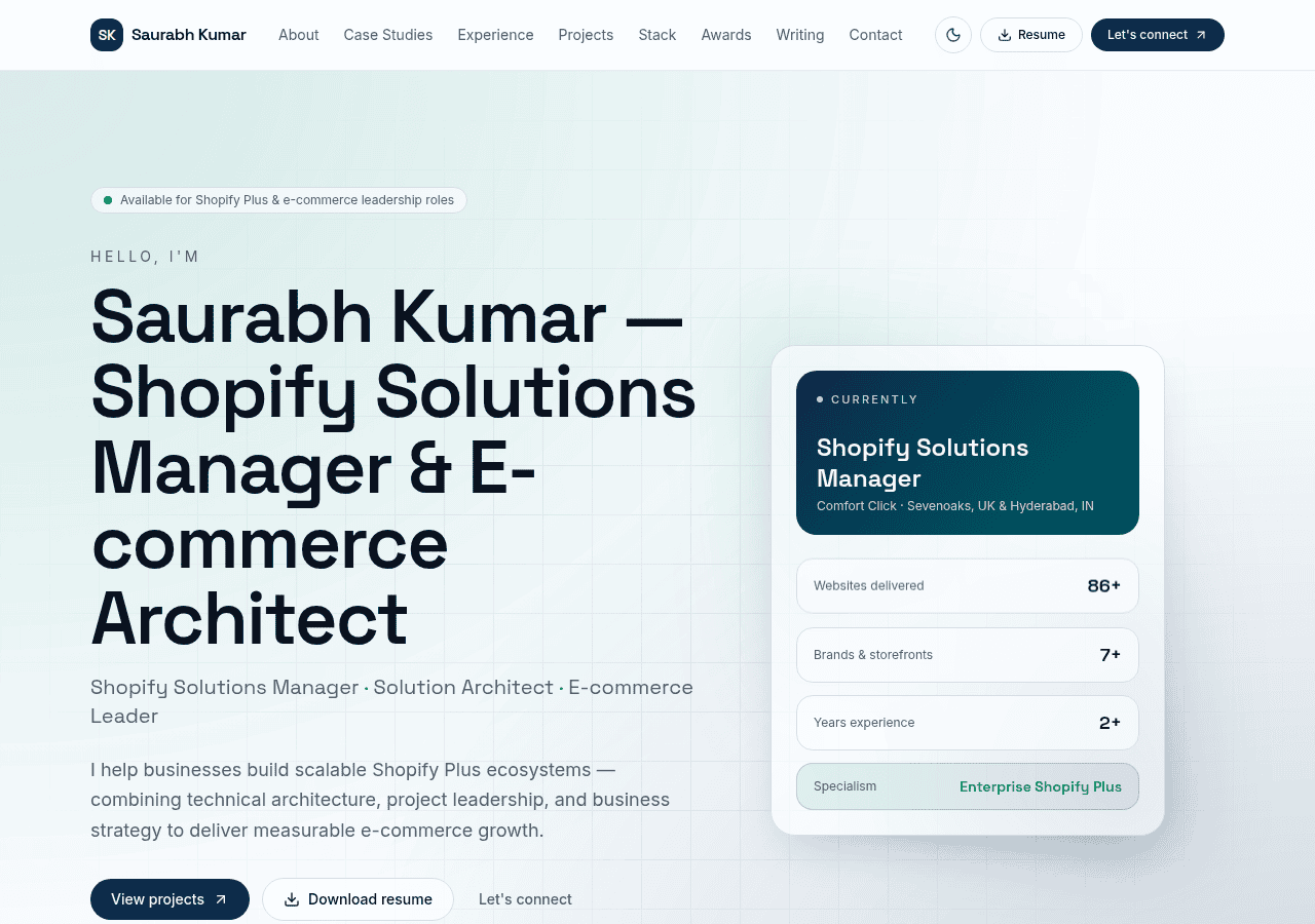 Screenshot of saurabhkumar.co