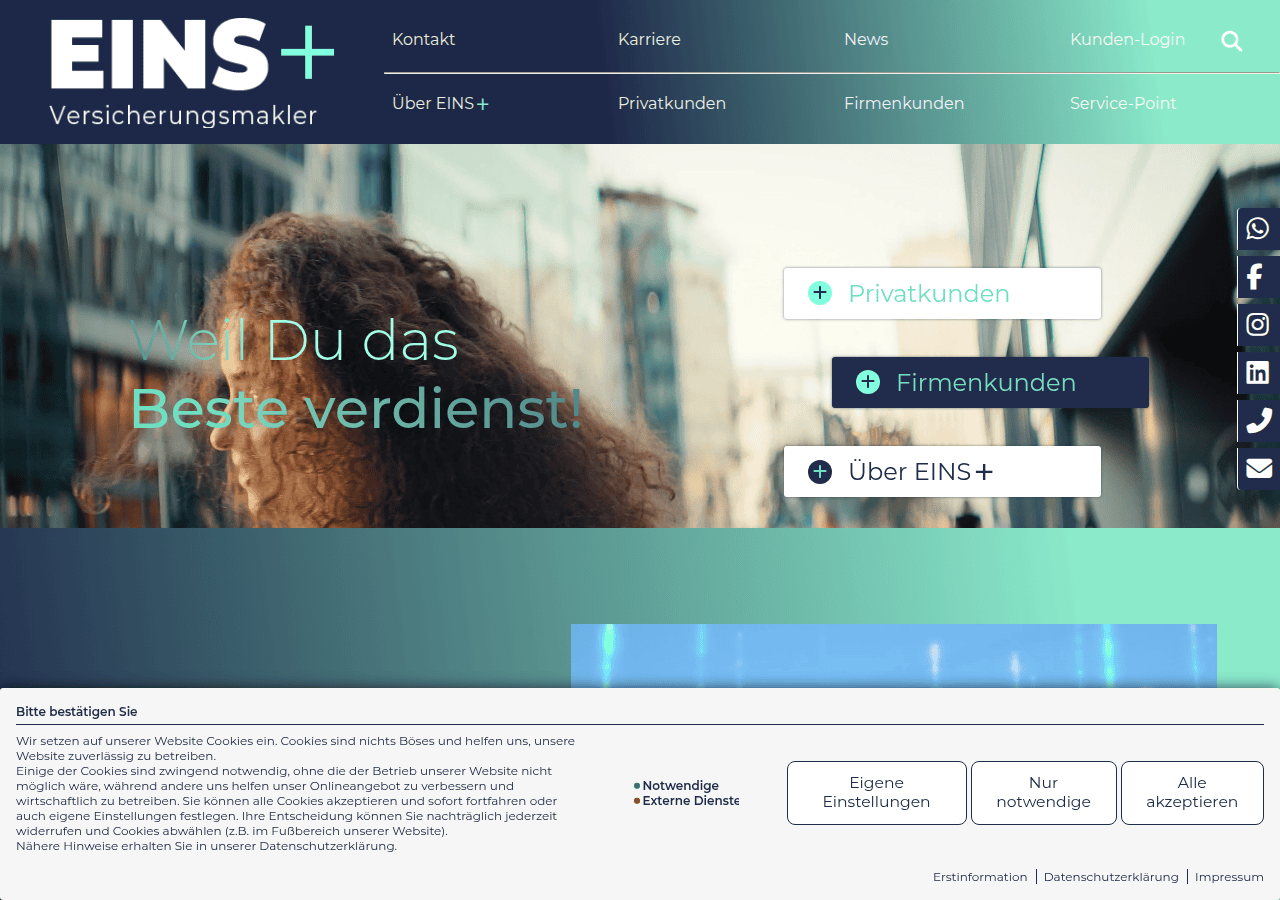 Screenshot of einsplus.gmbh