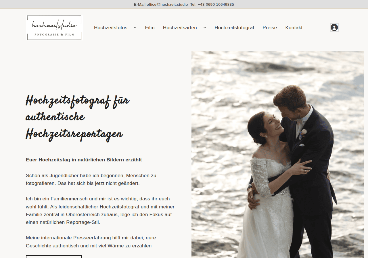 Screenshot of hochzeit.studio