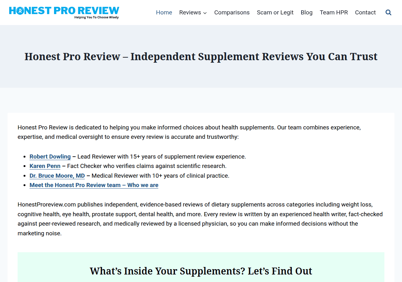 Screenshot of honestproreview.com
