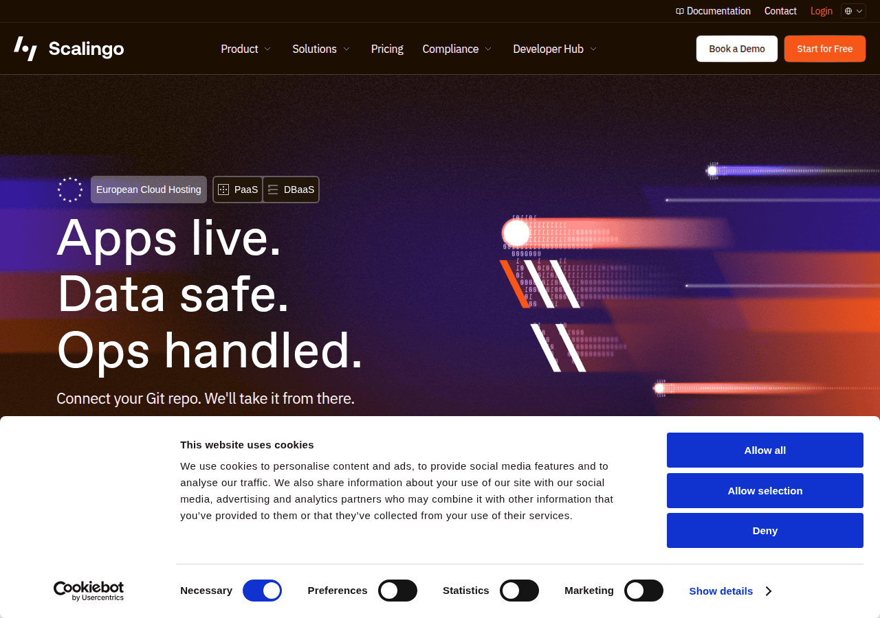 Screenshot of scalingo.com