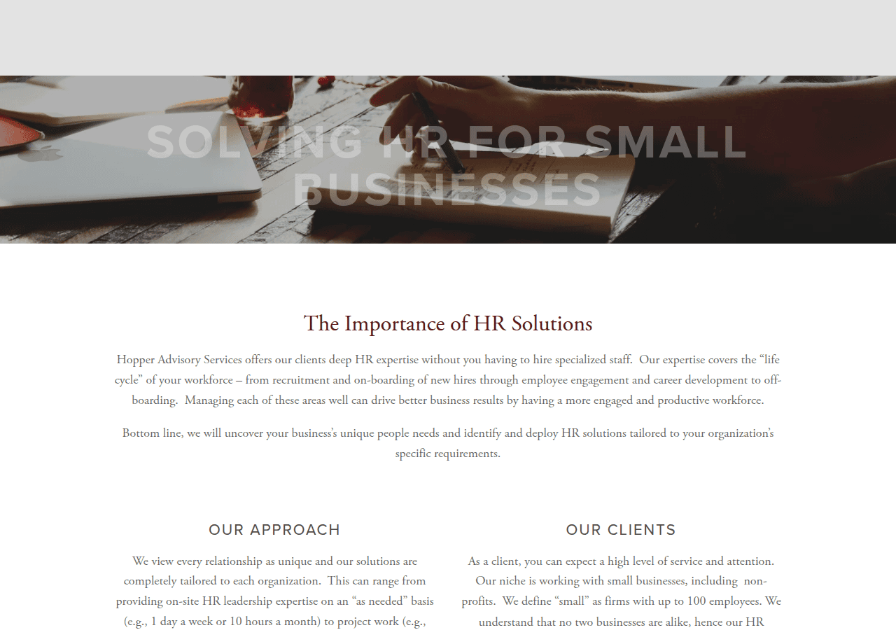 Screenshot of hopperadvisory.com