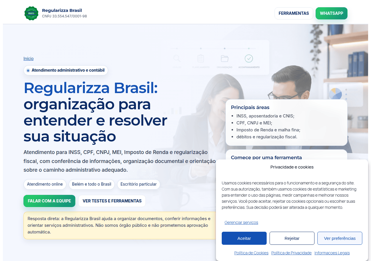 Screenshot of regularizzabrasil.com.br