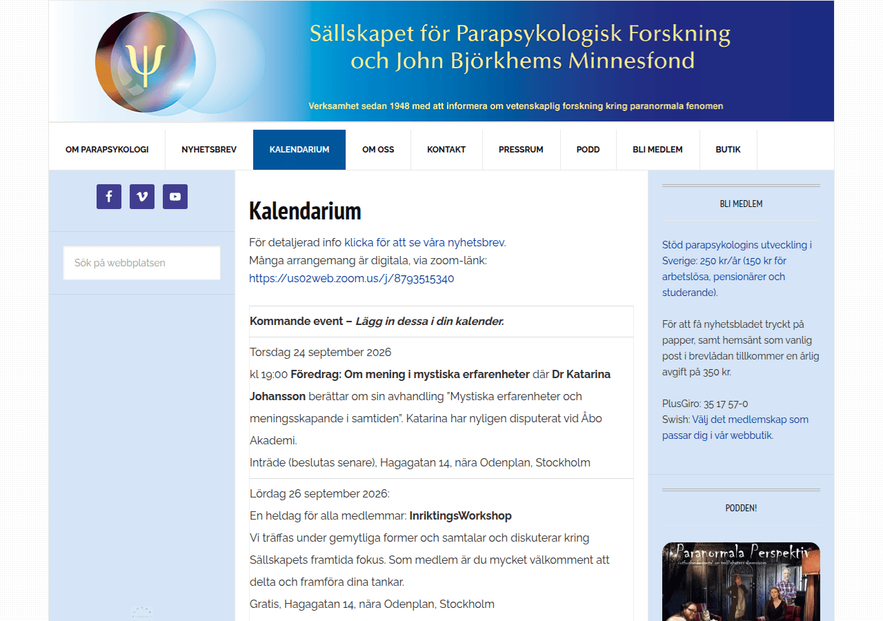 Screenshot of parapsykologi.se