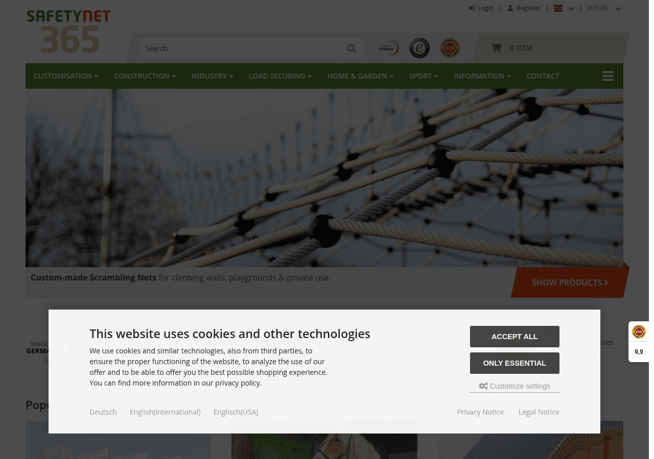 Screenshot of safetynet365.com