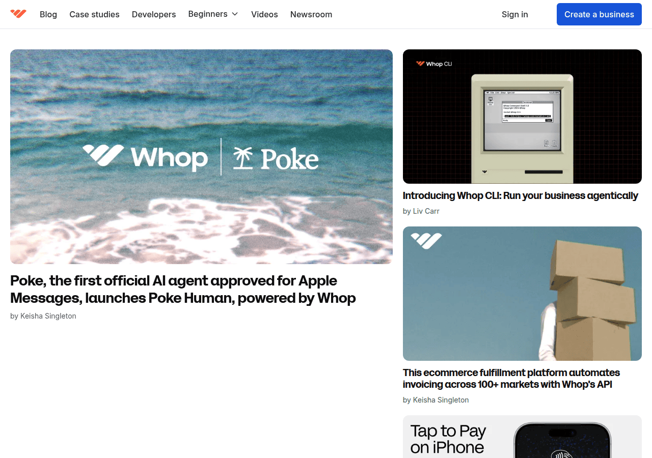 Screenshot of whop.com