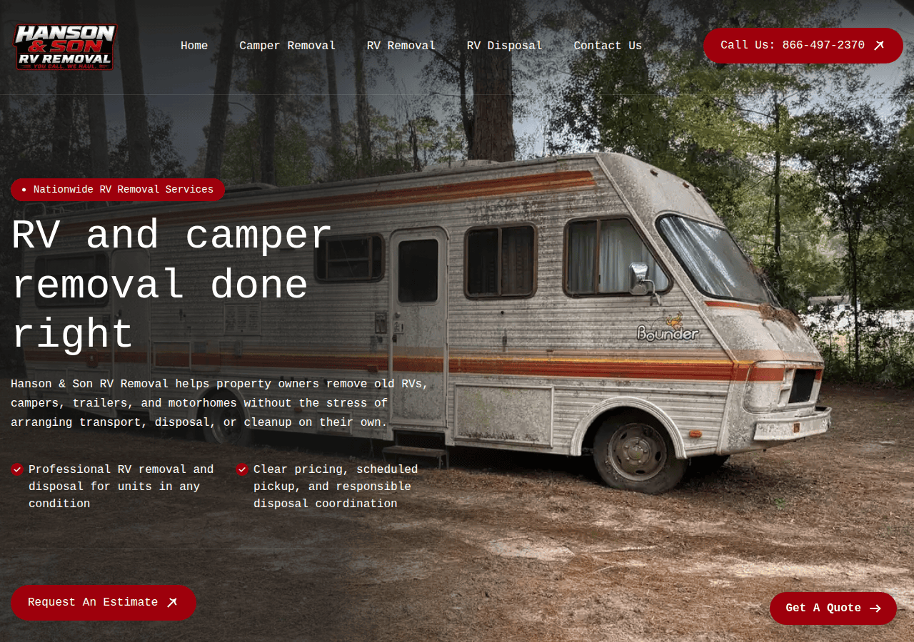 Screenshot of junkcamperremoval.com