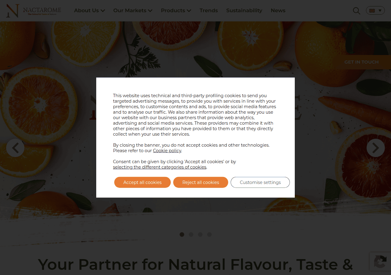 Screenshot of nactarome.com