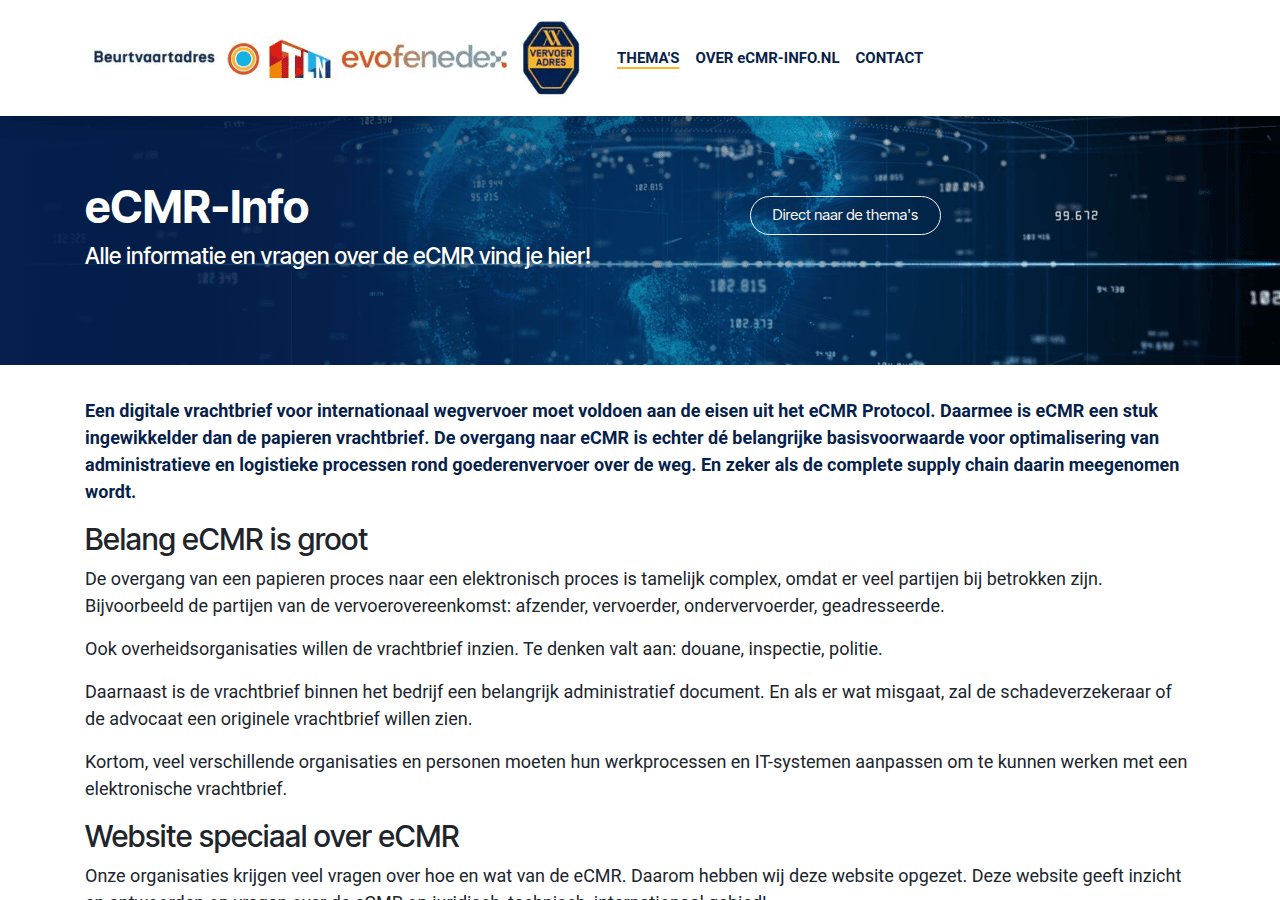 Screenshot of ecmr-info.nl