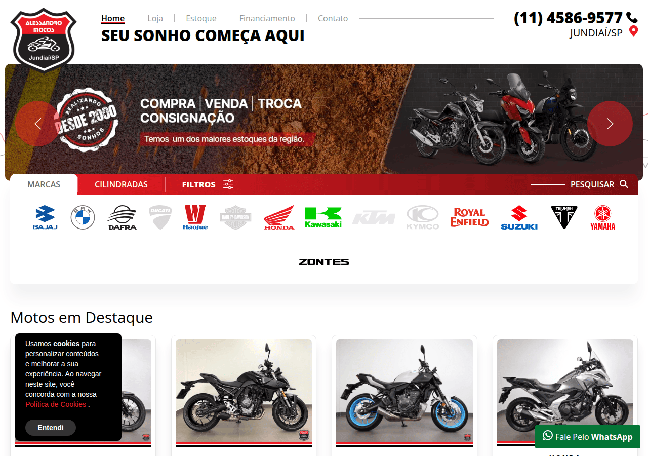 Screenshot of alessandromotos.com.br