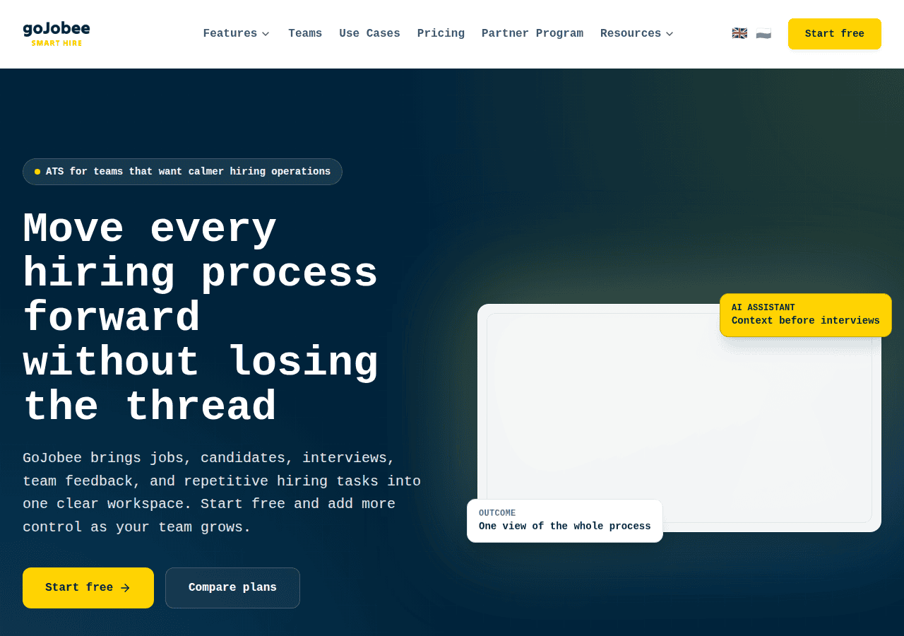 Screenshot of gojobee.com