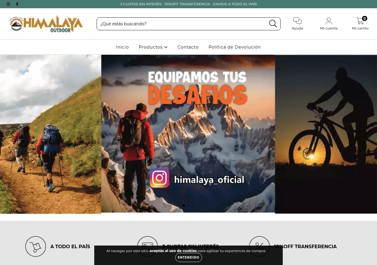 Screenshot of himalayaoutdoor.com.ar