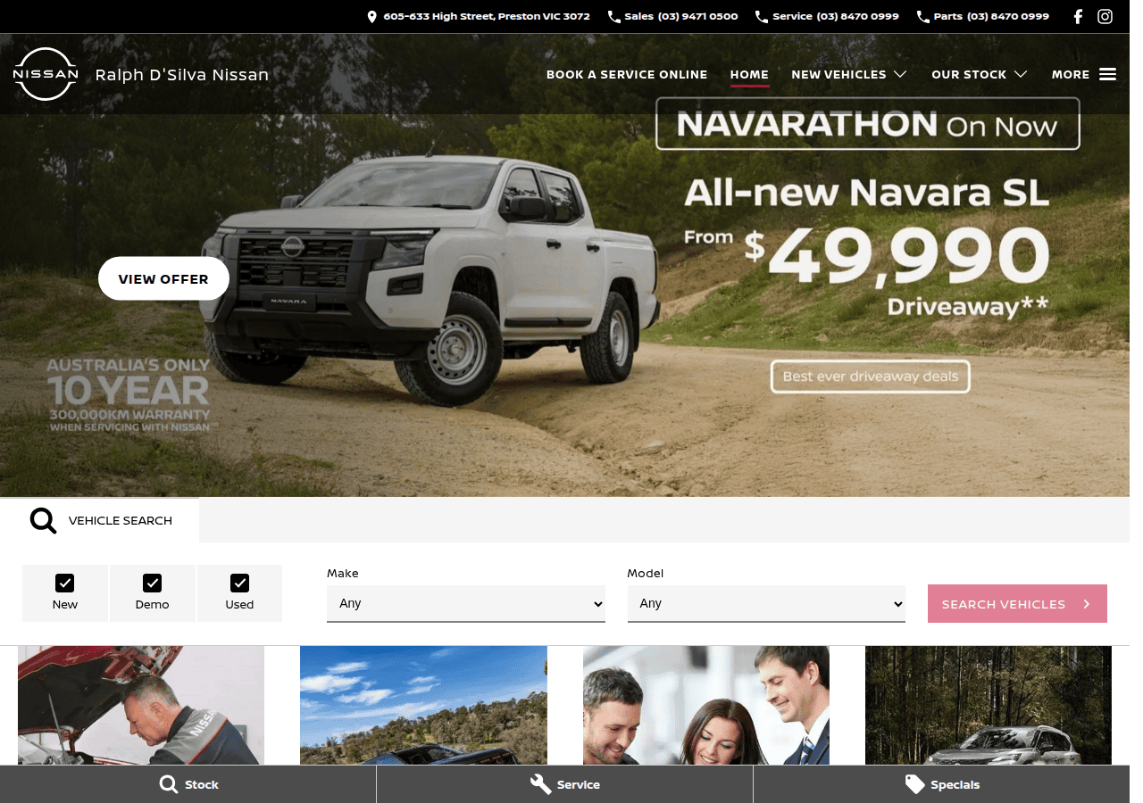 Screenshot of ralphdsilvanissan.com.au