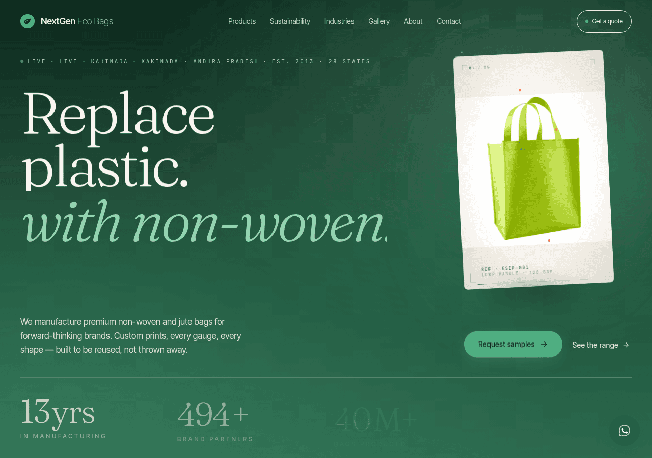 Screenshot of nextgenecobags.in