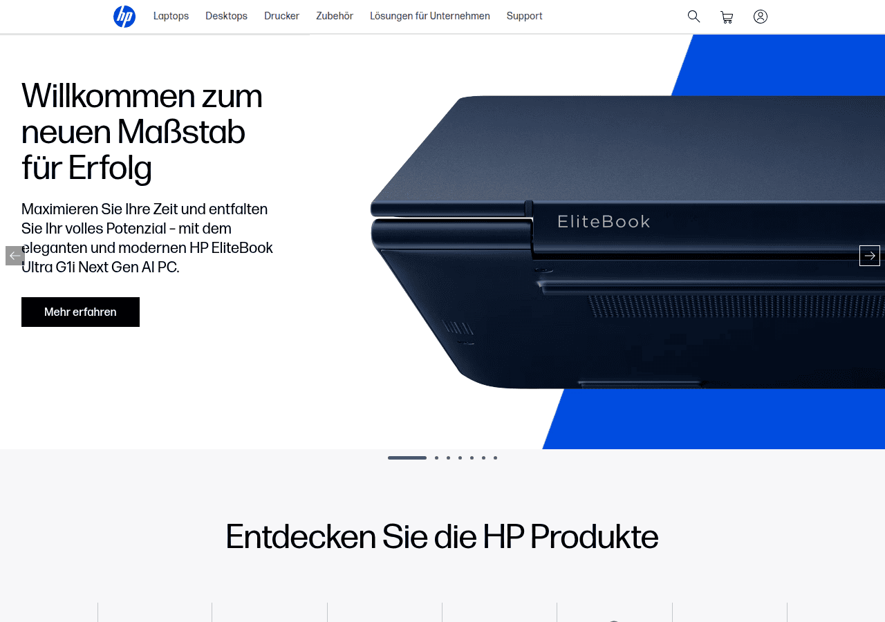 Screenshot of hp.com